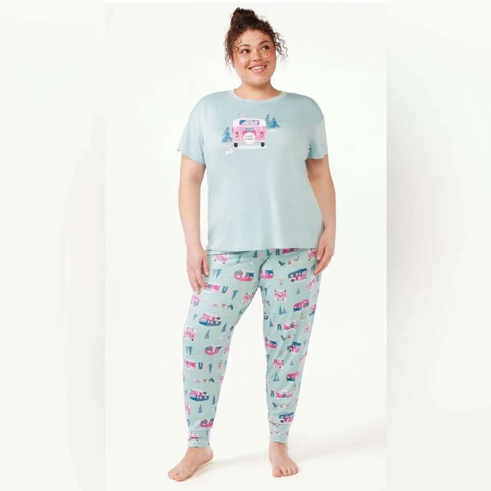2 Piece plus size Women’s Short Sleeve T-Shirt and Joggers‎ Pajama Set size 3X